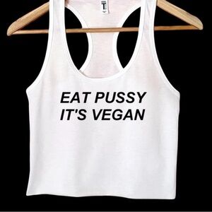 Vegan White Graphic Tank Top